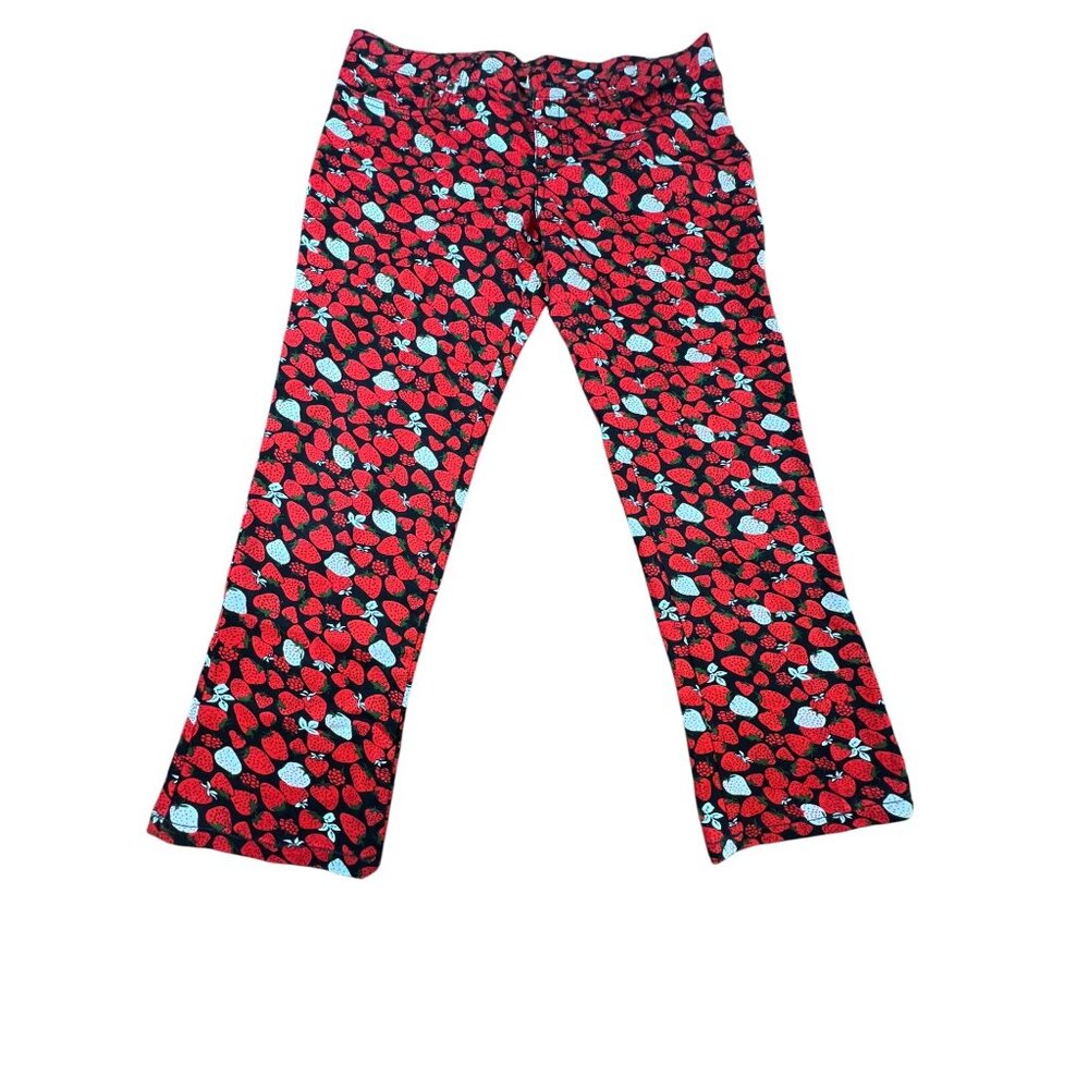 Co mme des Garcons strawberry Red and Black Printed wide Capris New with tags!